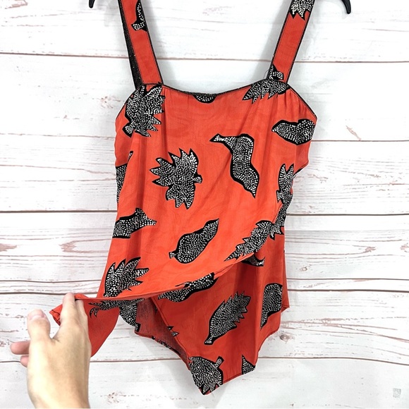 Vintage 90’s Cache Handkerchief Split Hem Flowy Boho Tribal Print Tank Top - Picture 2 of 8